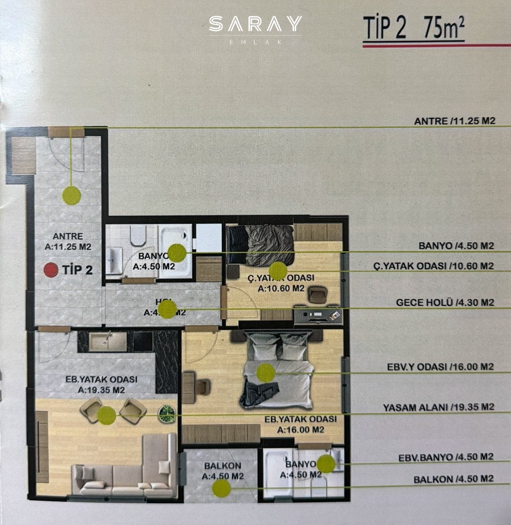 Kumsmall Avm Arkasında 95m2 2.5+1 Odalı Sıfır Dairele - 22