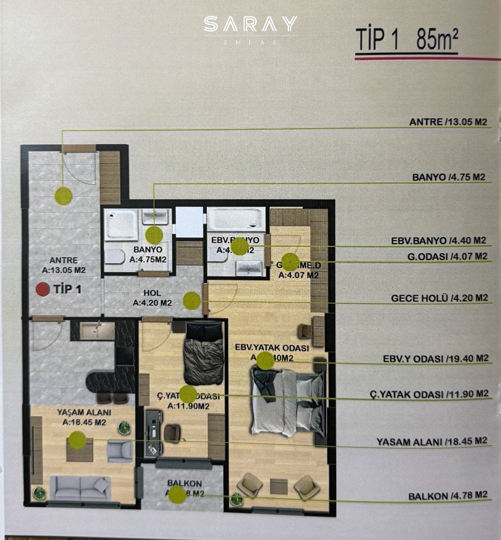 Kumsmall Avm Arkasında 95m2 2.5+1 Odalı Sıfır Dairele - 21