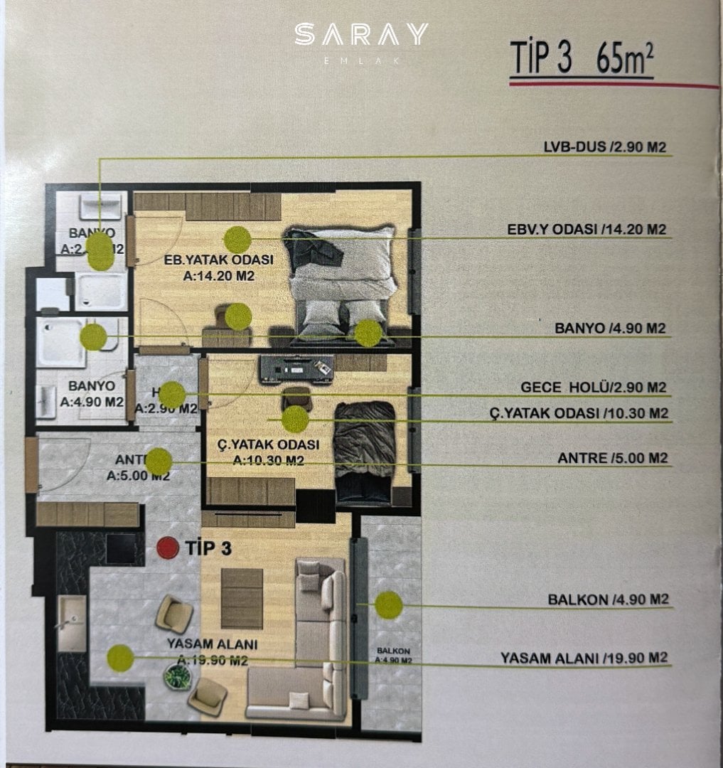 Kumsmall Avm Arkasında 95m2 2.5+1 Odalı Sıfır Dairele - 23